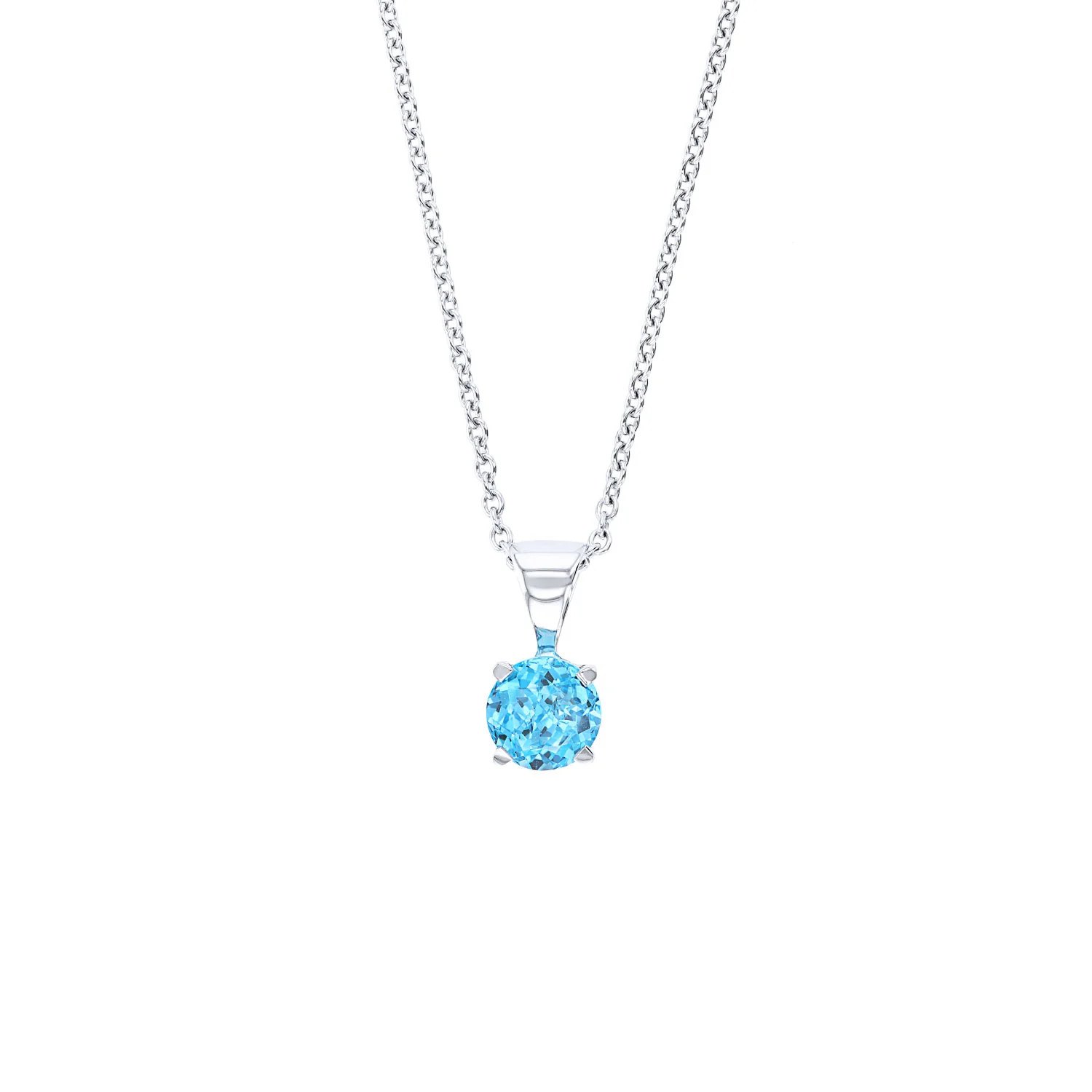 14K 0.75ct Blue Topaz Solitaire Pendant