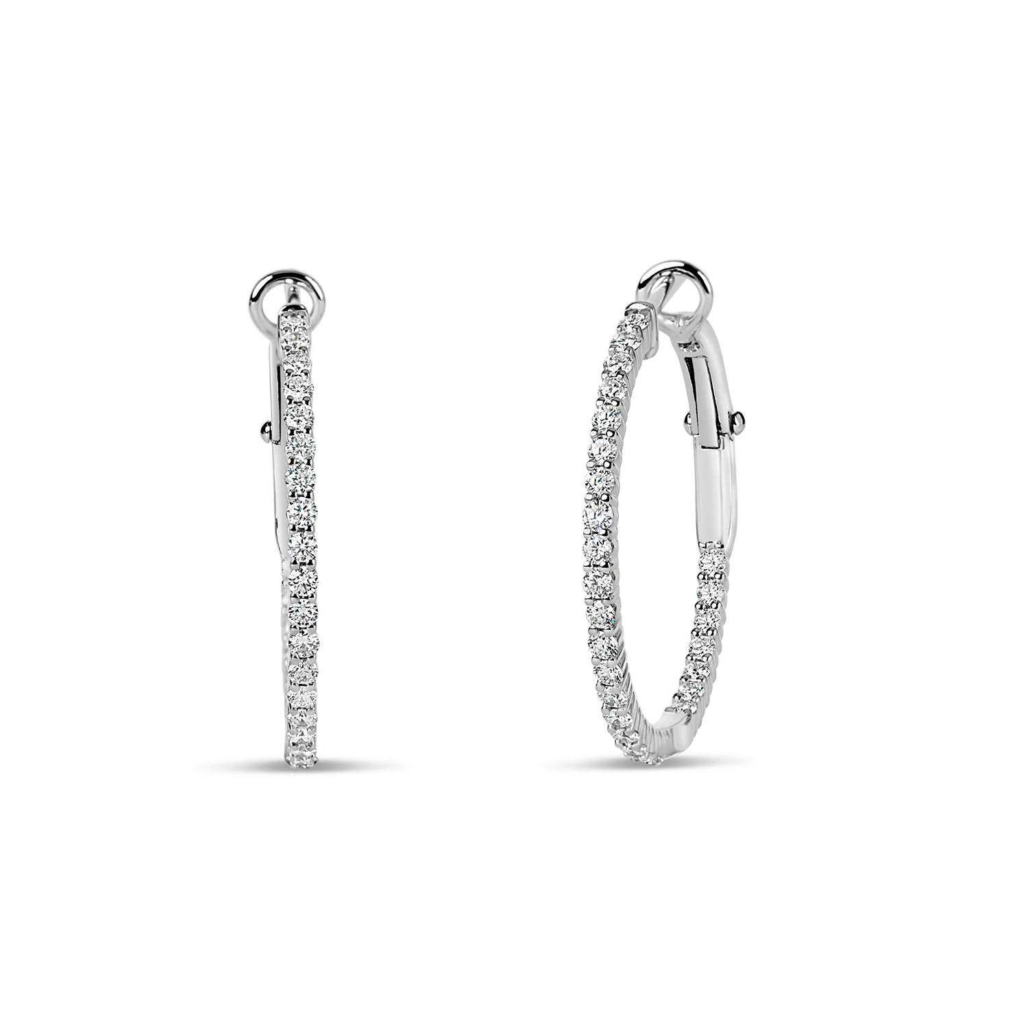 14K White Gold 1.95 CTW Diamond Inside-Out Hoop Earrings
