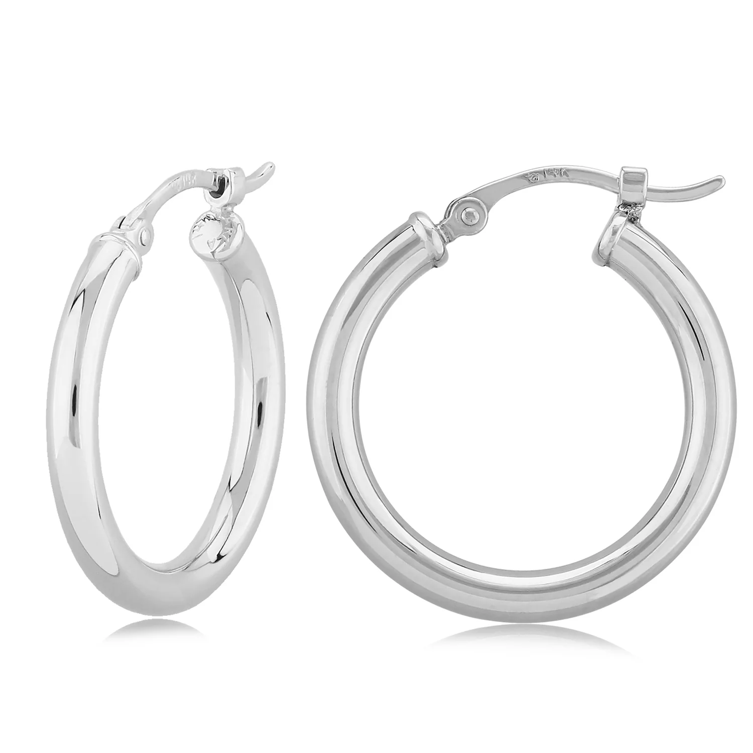 14K White Gold Hoop Earrings - 20mm x 2.5mm