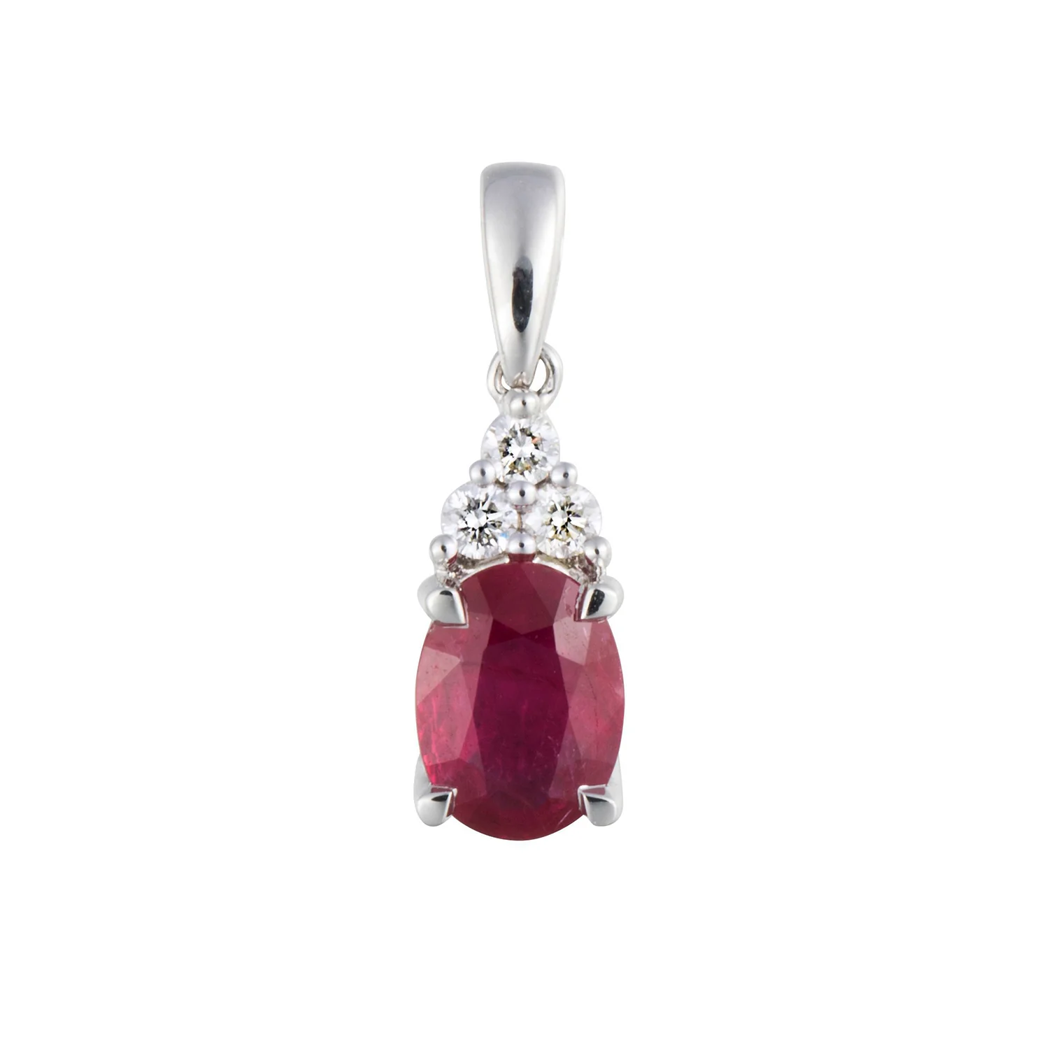 18K 0.96 Carat Ruby and 0.08 CTW Diamond Pendant