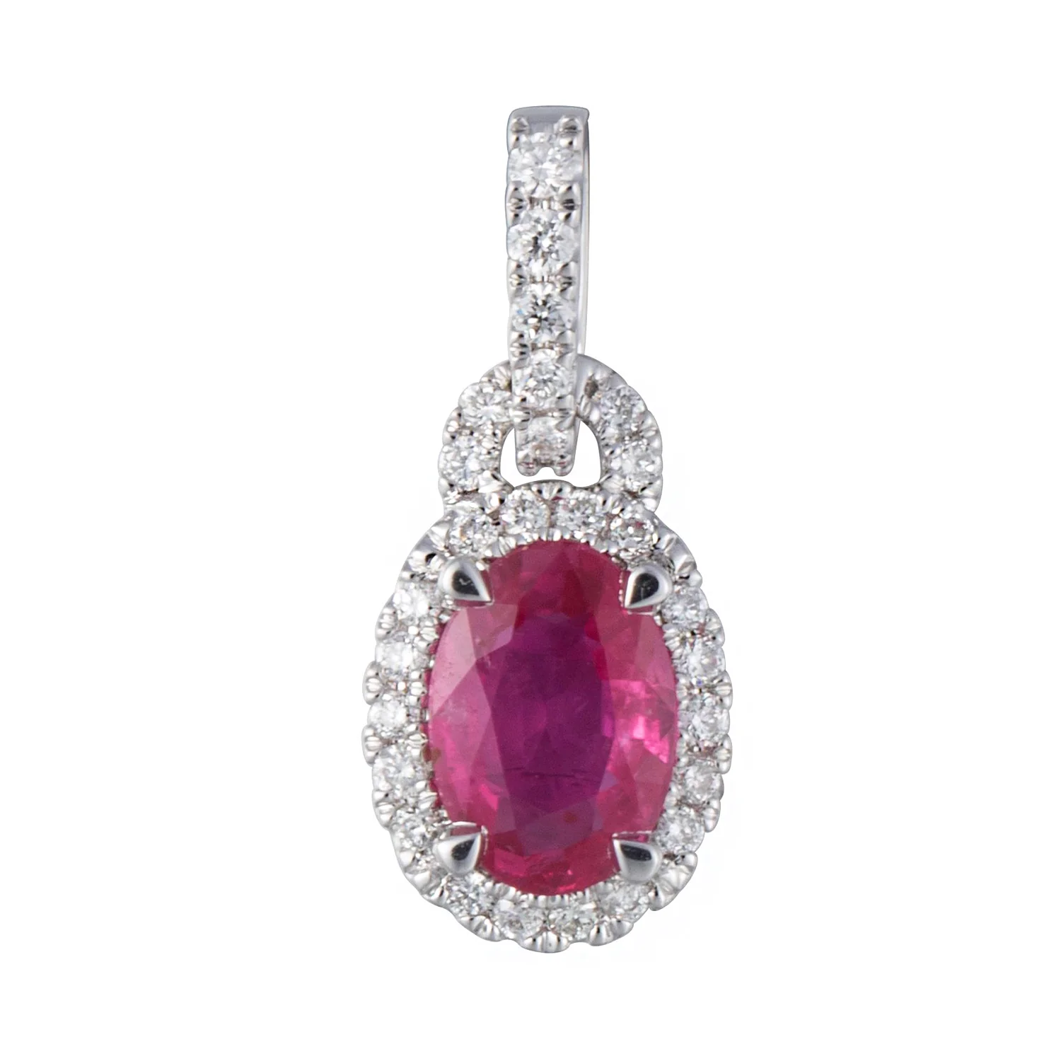 18K 1.01 Carat Ruby and 0.13 CTW Diamond Pendant