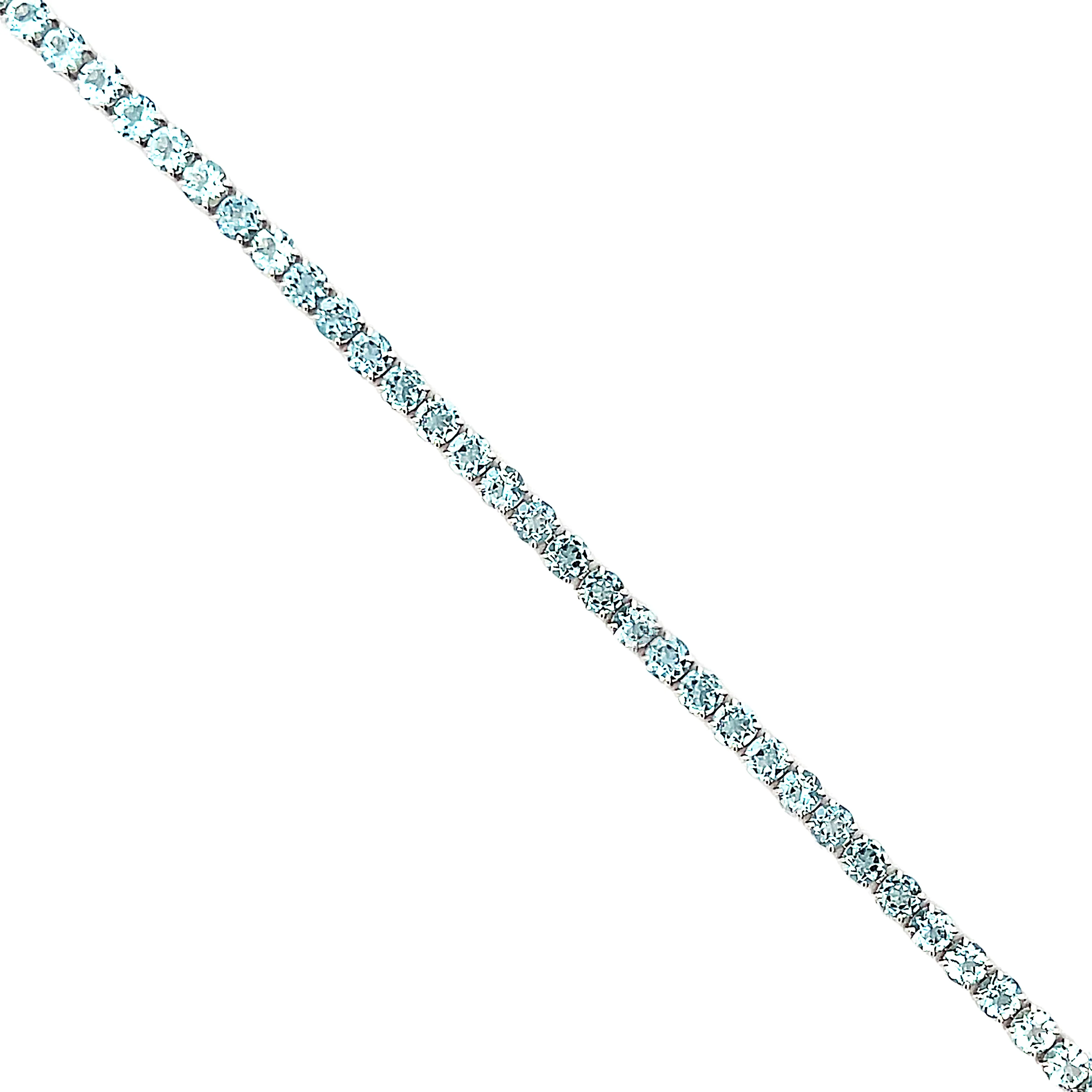 18K 8.64 CTW Aquamarine Tennis Bracelet - Image 3
