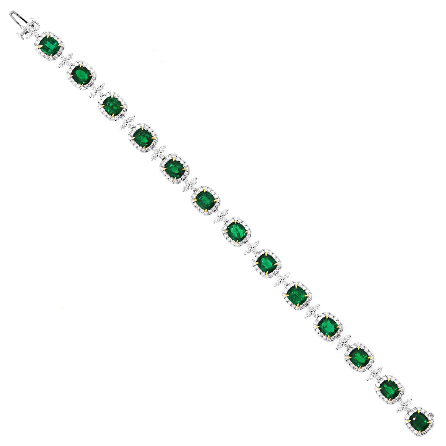 18K Two-Tone 6.79 CTW Emerald and Diamond Bracelet - Image 3