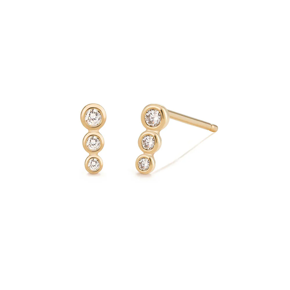 Aurelie Gi 14K Bey Graduated Bezel Diamond Stud Earrings
