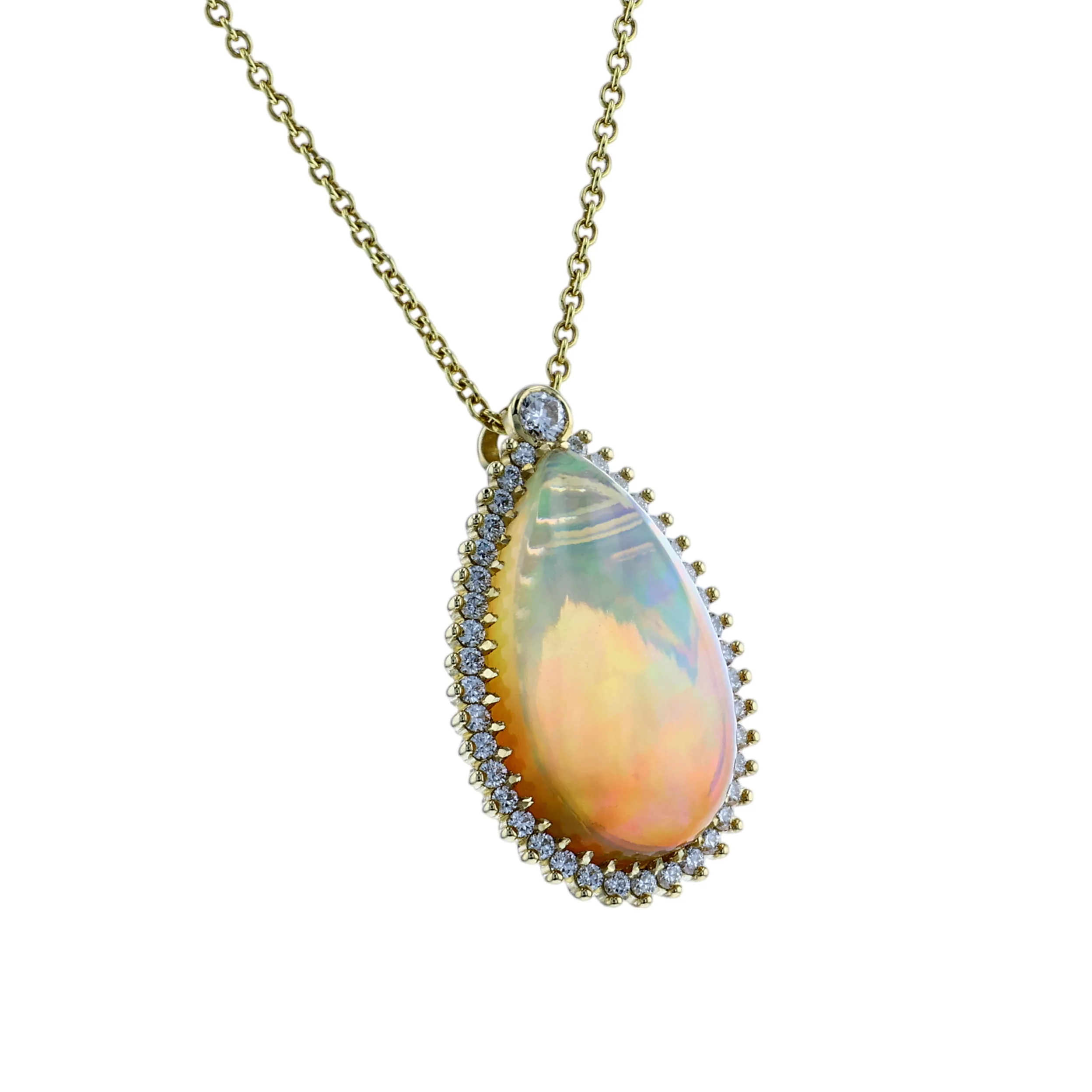 Bella Cosa Custom 14K 6.62 Carat Opal and 0.32 CTW Diamond Pendant - Image 2