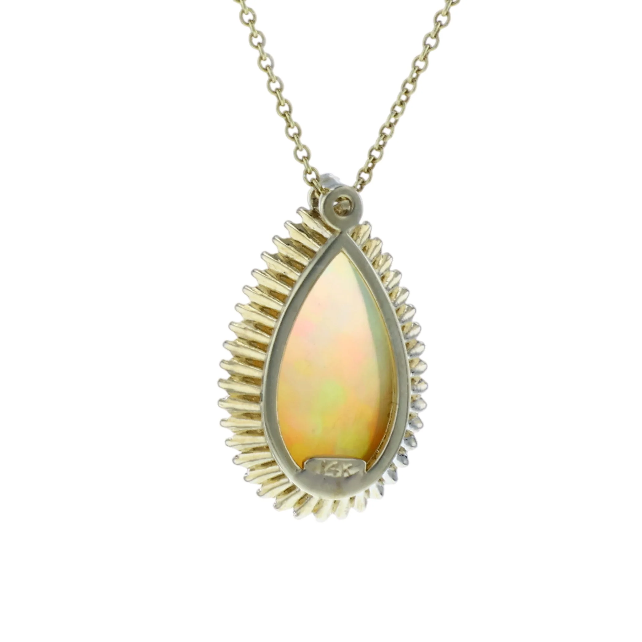 Bella Cosa Custom 14K 6.62 Carat Opal and 0.32 CTW Diamond Pendant - Image 3