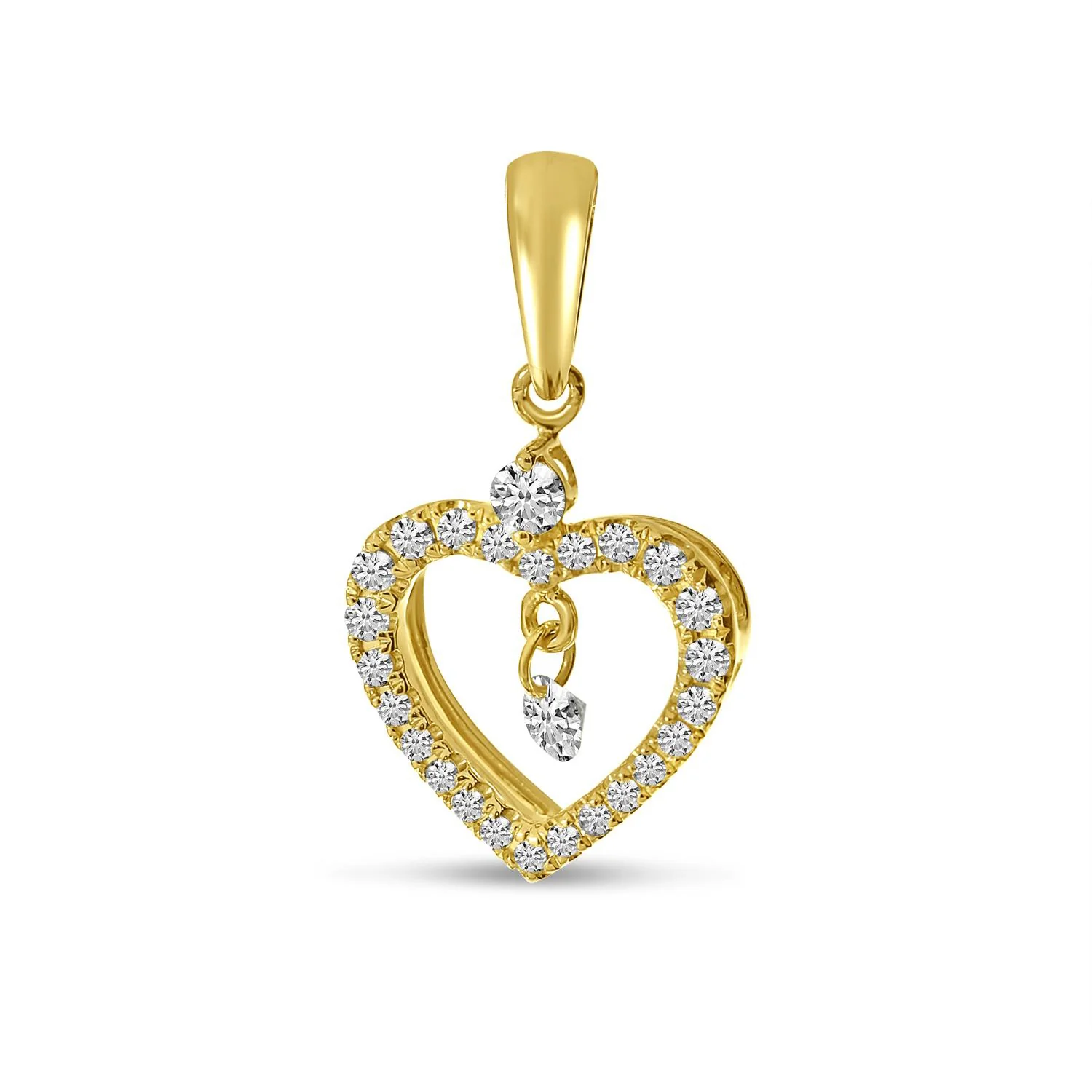 Brevani 14K Dashing Diamond Open Heart Diamond Pendant - Image 2