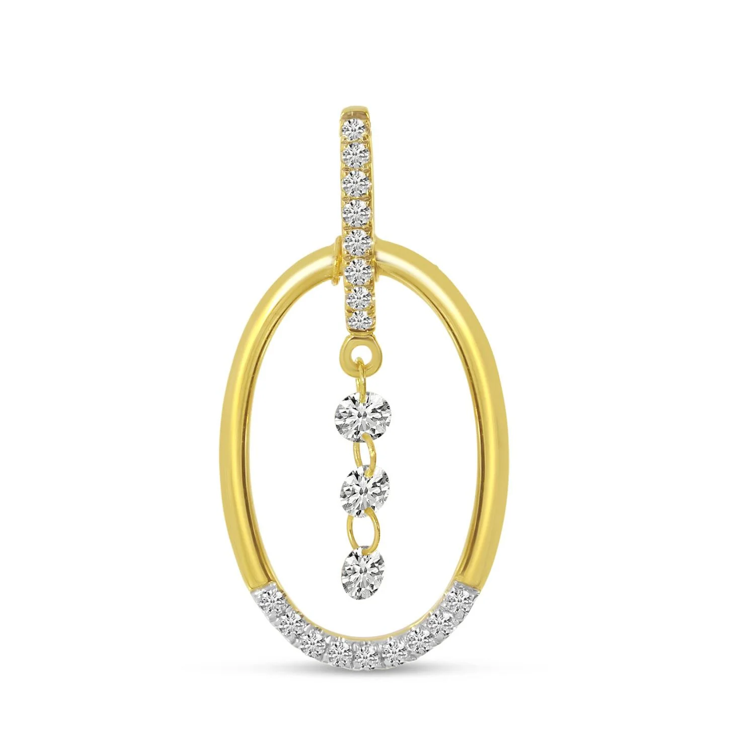 Brevani 14K Dashing Diamonds Diamond Elongated Oval Pendant