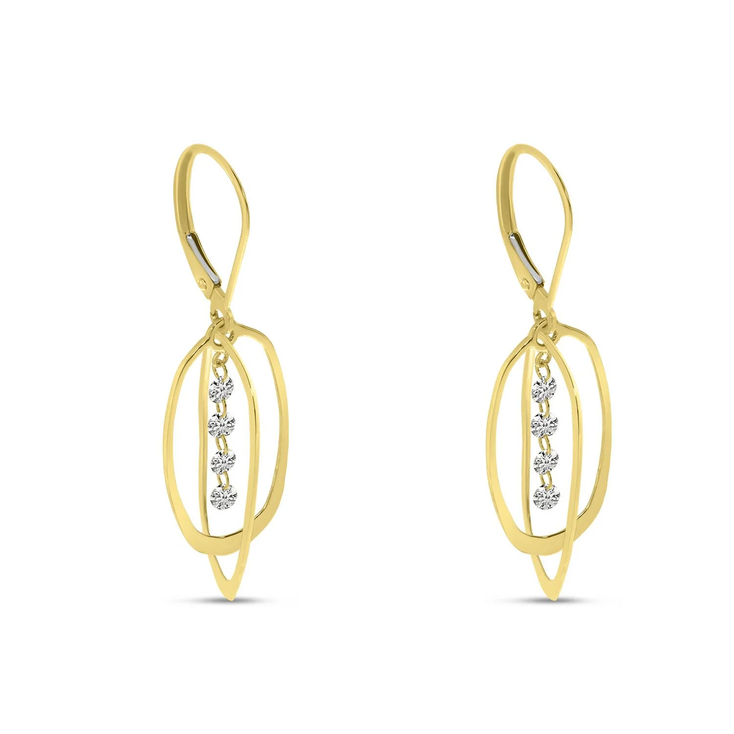 Brevani 14K Dashing Diamonds Diamond Petite Oval 3D Drop Earrings