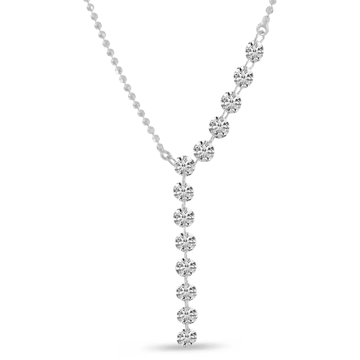 Brevani Dashing Diamonds Asymmetrical Lariat Necklace