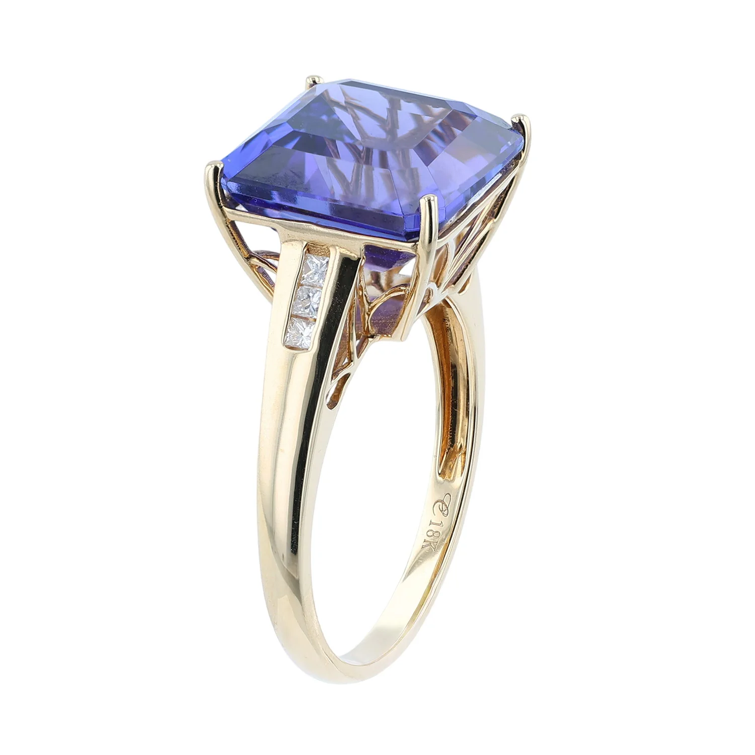 Estate 18KYG 13.89 Carat Tanzanite and and 0.14 CTW Diamond Ring - Image 4