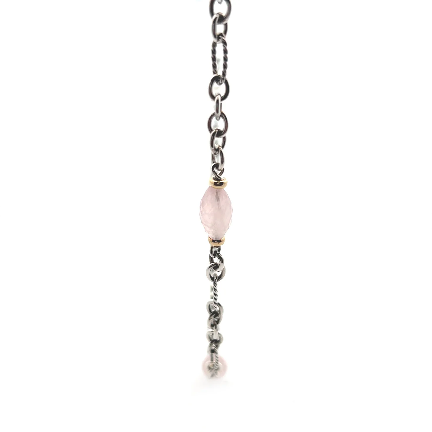 Estate Sterling Silver & 18K David Yurman Rose Quartz Necklace - Image 2