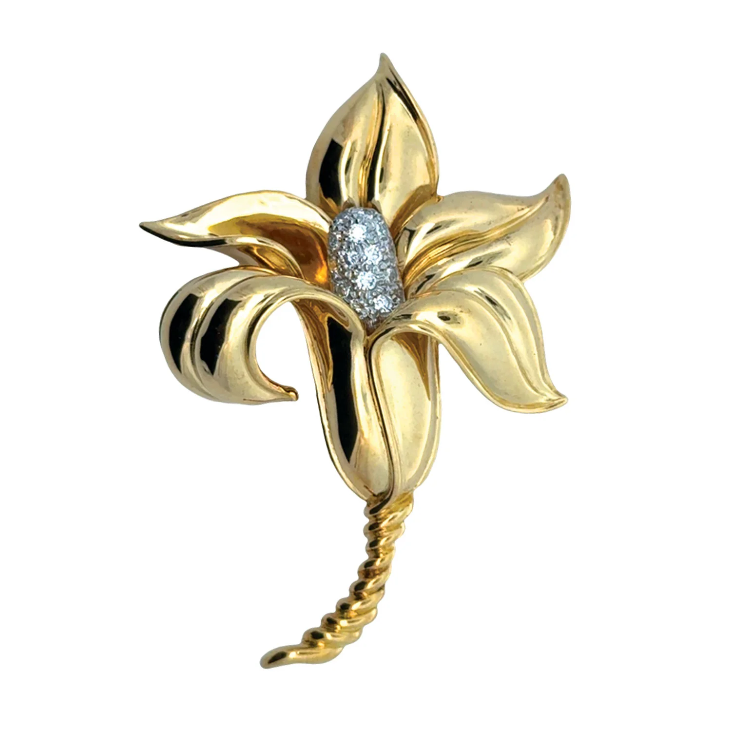 Estate Tiffany & Co. 18K & Platinum Diamond Flower Brooch