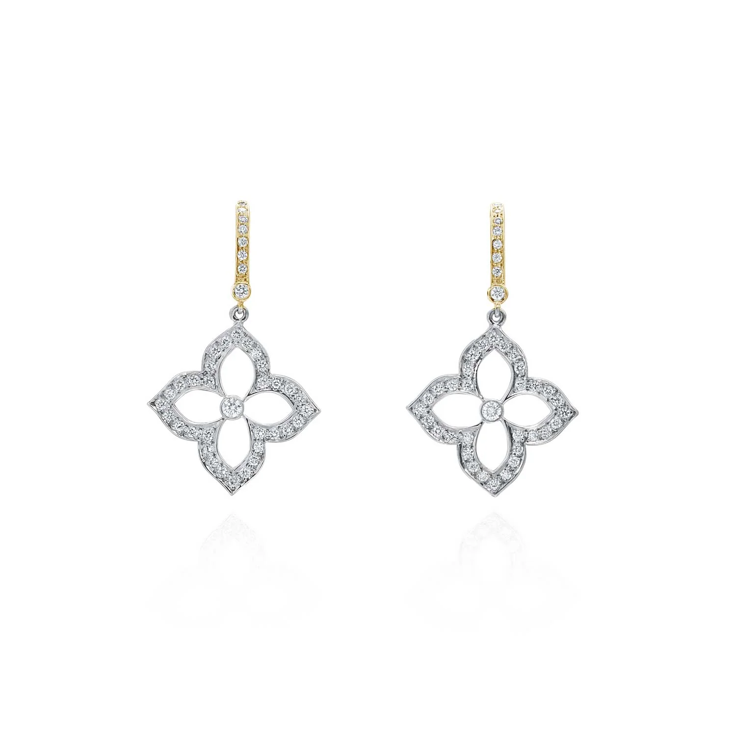 Gumuchian 18K Two-Tone G Boutique Lotus Diamond Drop Earrings - Small