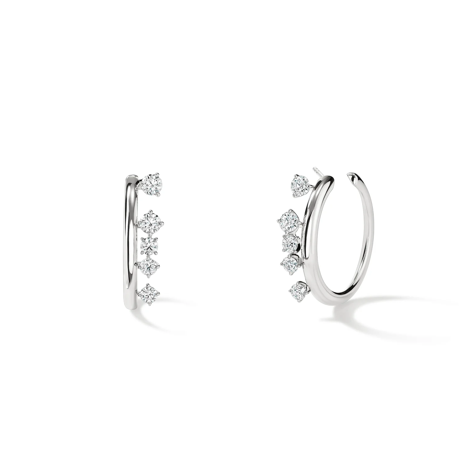 Hearts On Fire 18K Barre Floating Diamond Hoop Earrings - Small