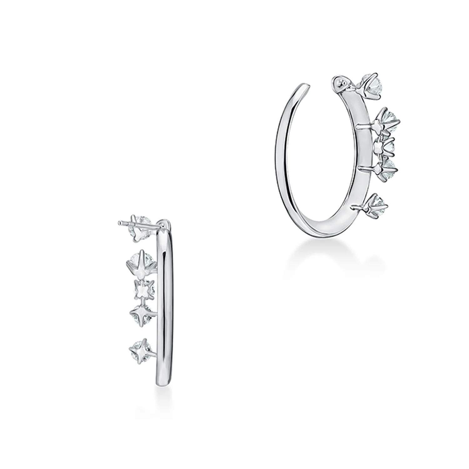 Hearts On Fire 18K Barre Floating Diamond Hoop Earrings - Small - Image 3