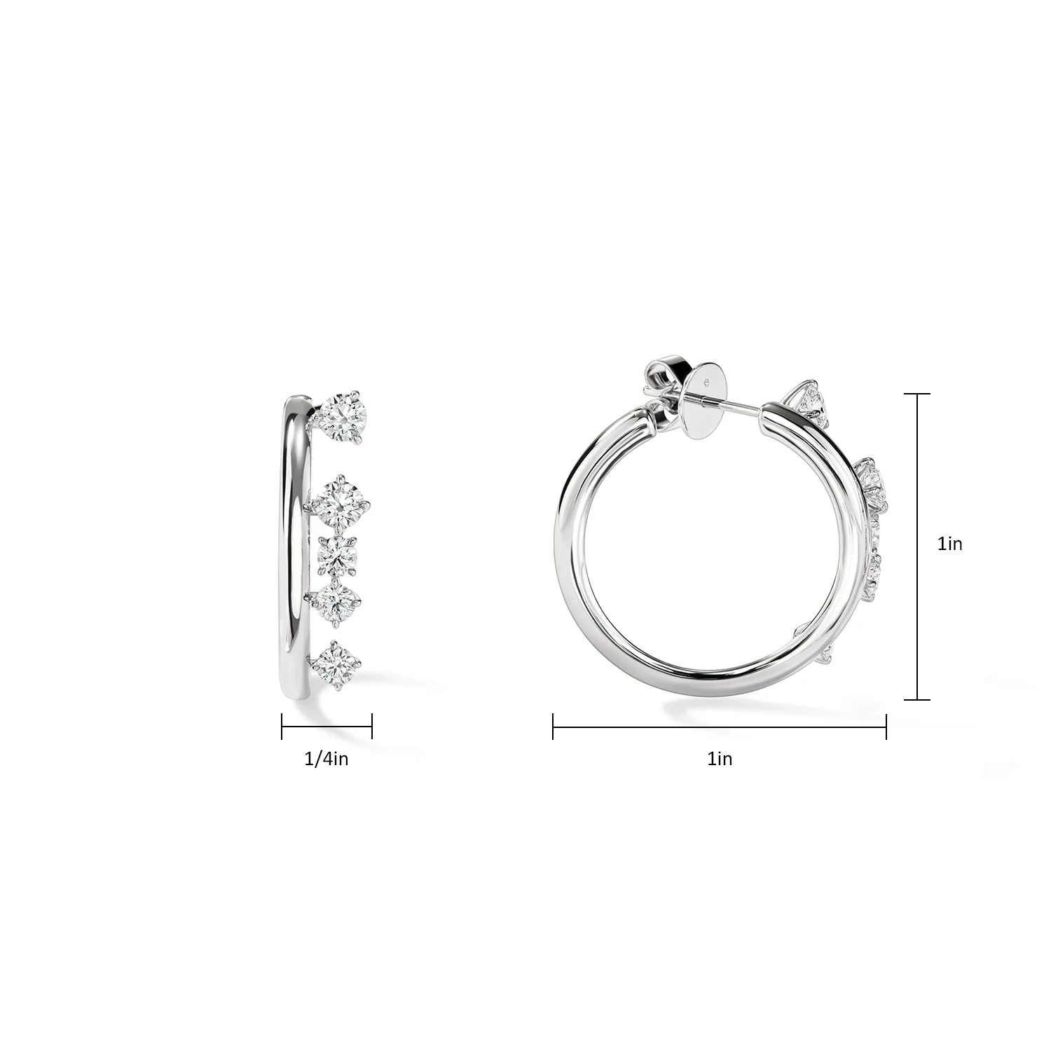 Hearts On Fire 18K Barre Floating Diamond Hoop Earrings - Small - Image 5