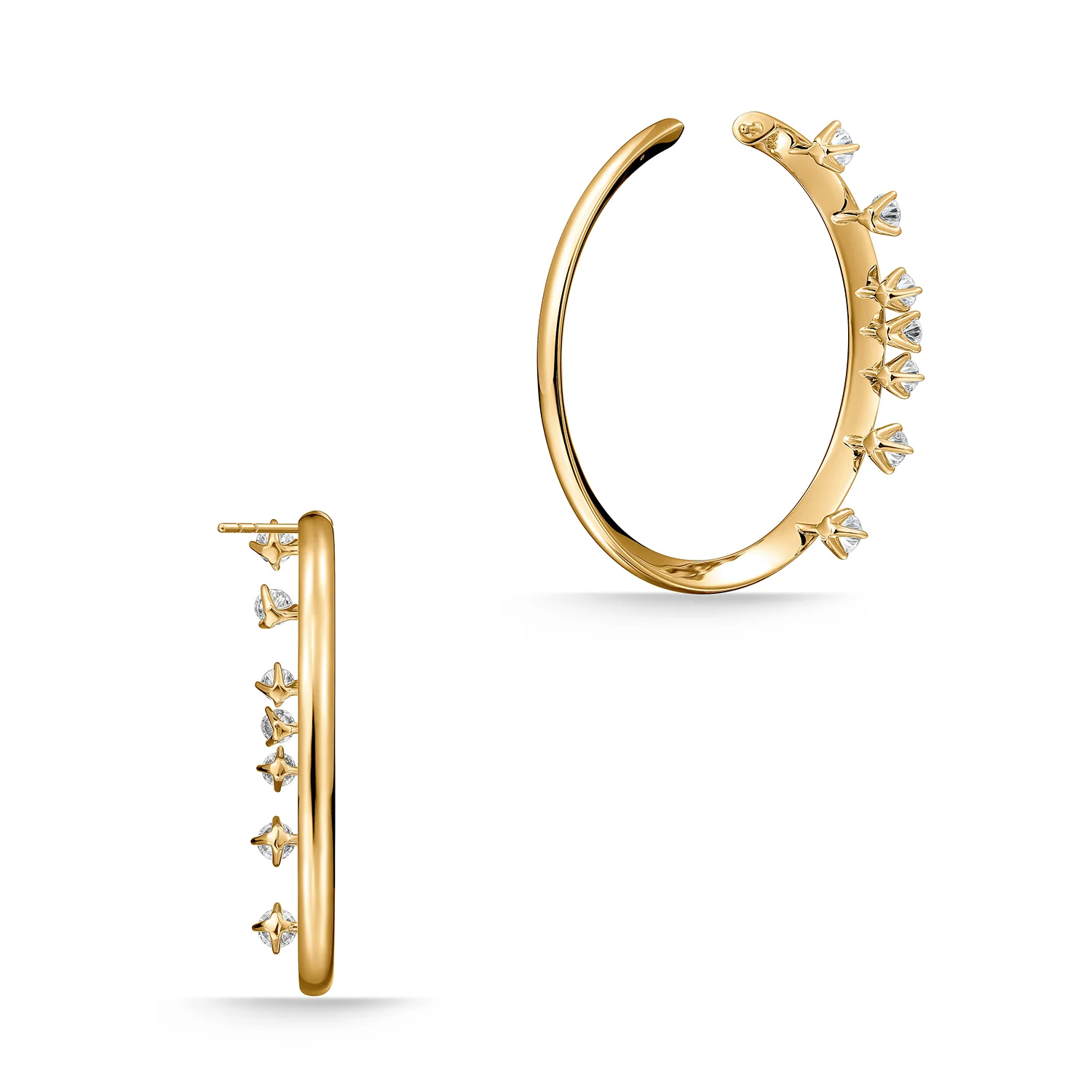 Hearts On Fire 18K Barre Floating Diamond Hoop Earrings - Medium - Image 3