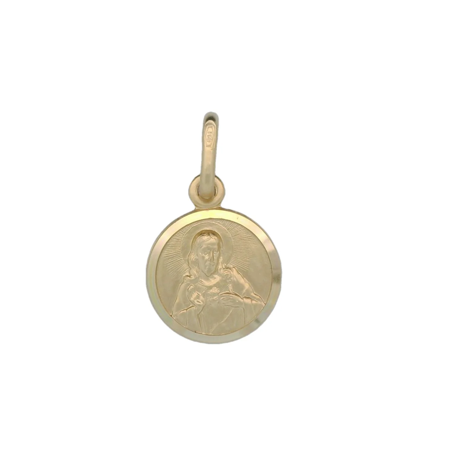 Italian 18K Coined Sacred Heart Medal - 11MM