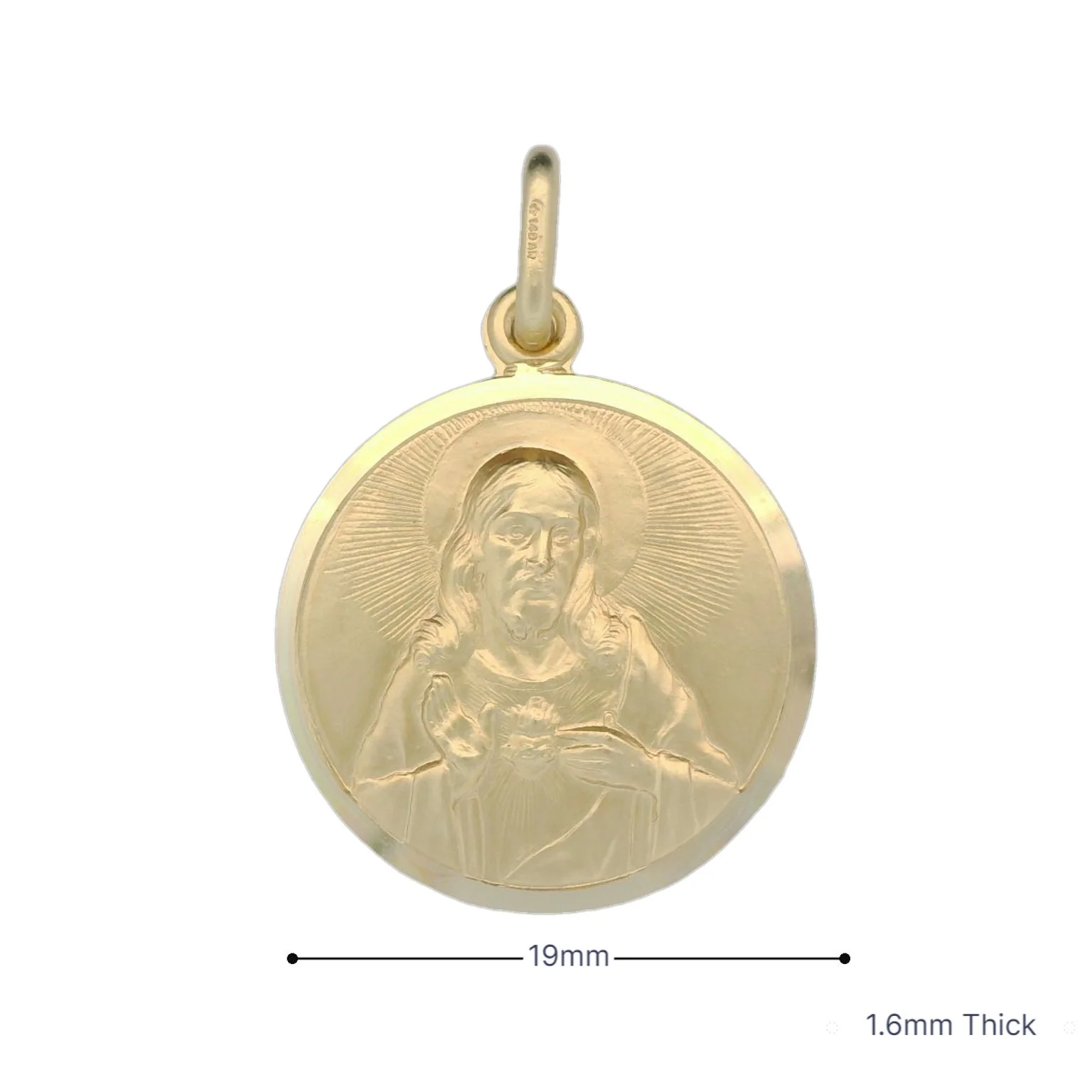 Italian 18K Coined Sacred Heart Medal - 19MM - Image 3