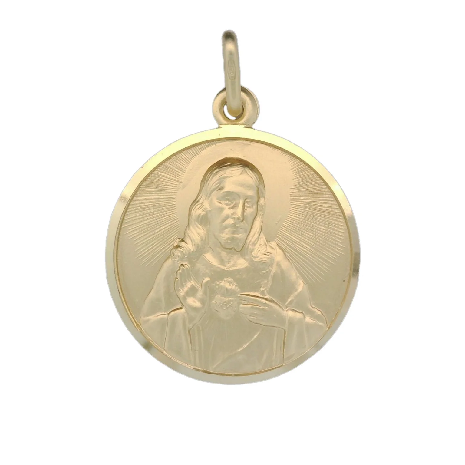 Italian 18K Coined Sacred Heart Pendant - 21MM