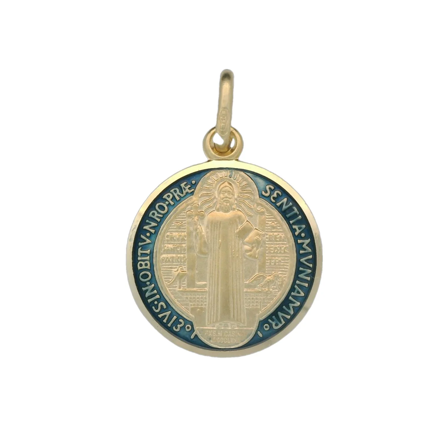 Italian 18K Coined St. Benedict Medal - 17MM
