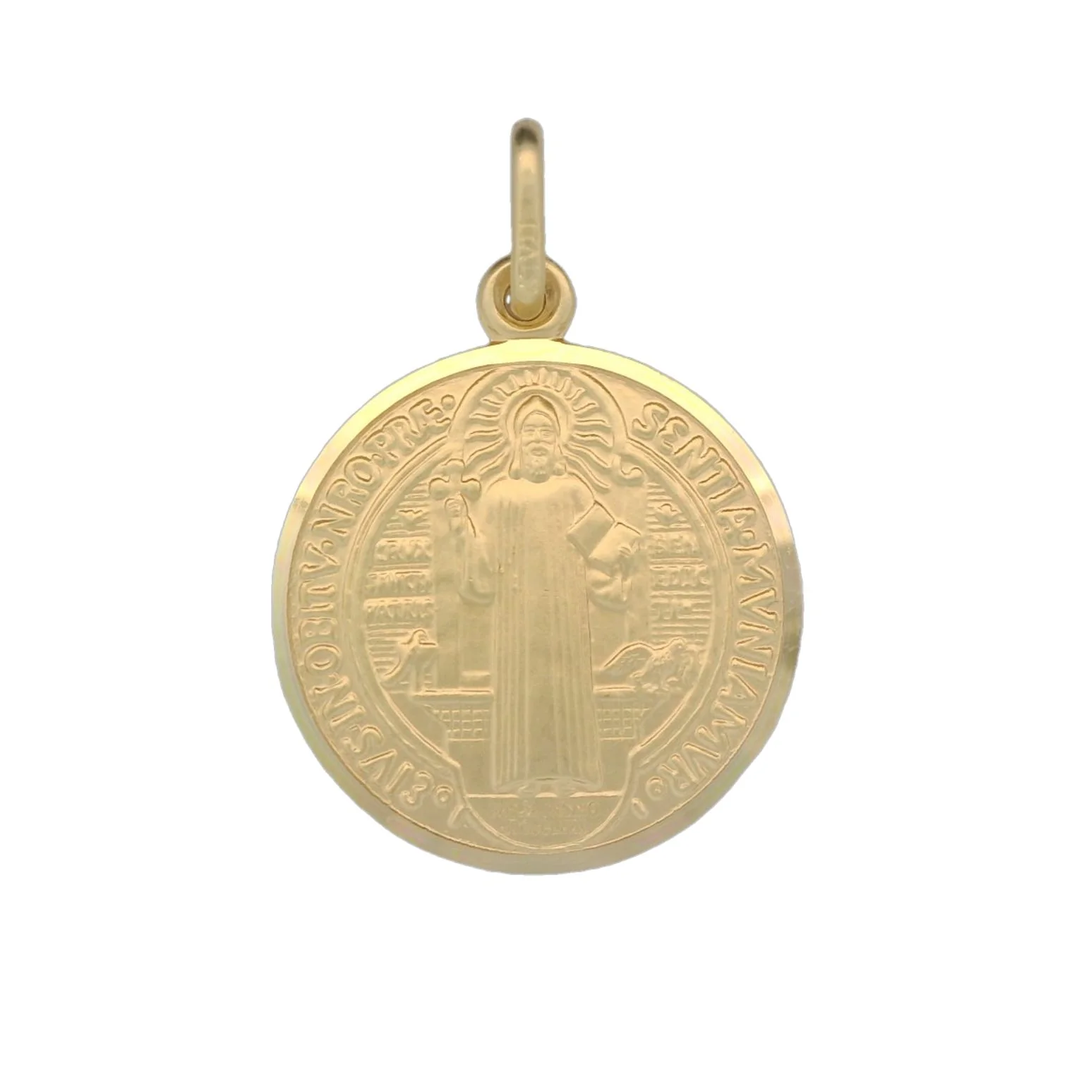 Italian 18K Coined St. Benedict Medal - 19MM