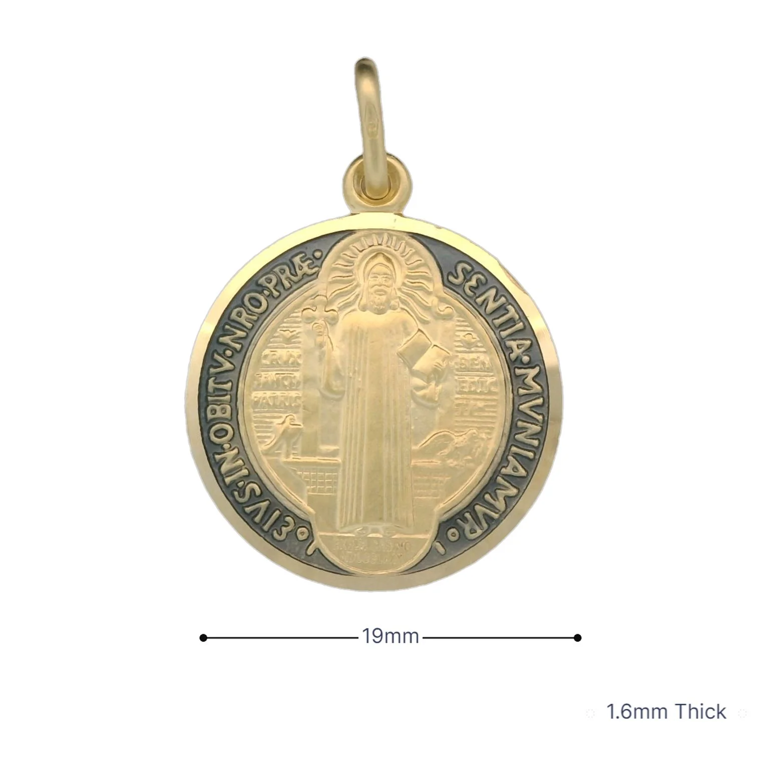 Italian 18K Coined St. Benedict Medal -19MM - Image 3