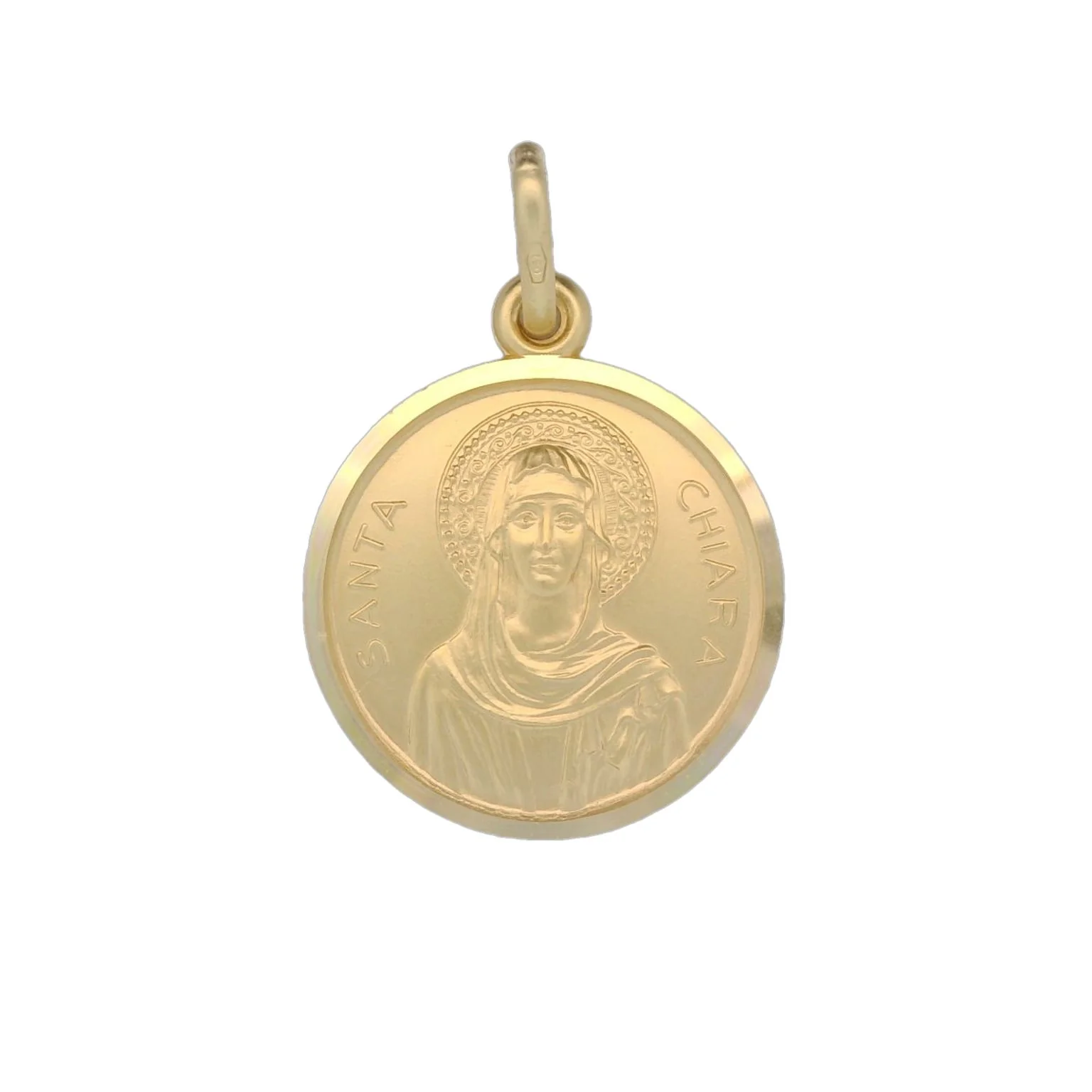 Italian 18K Coined St. Chiara Medal - 17MM
