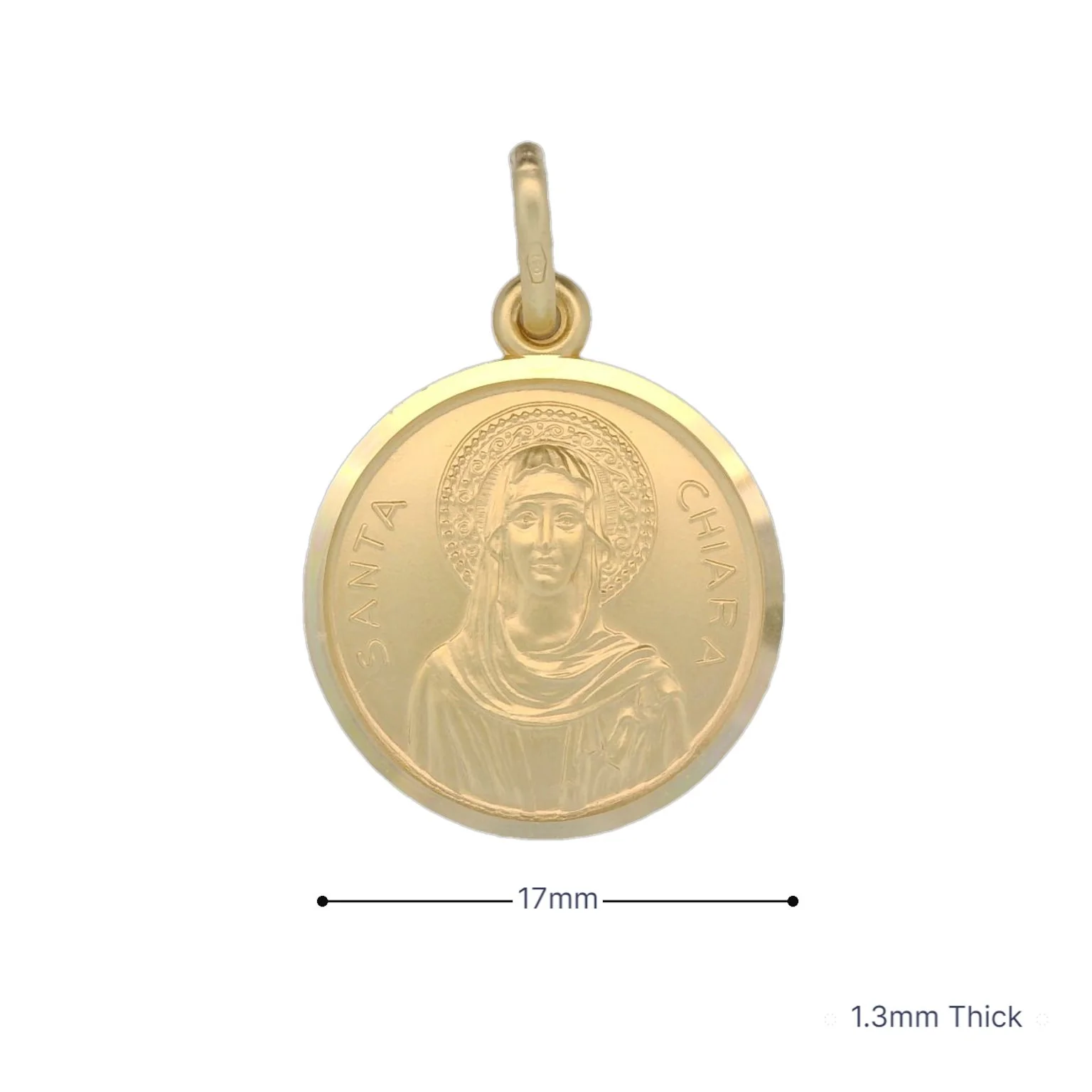 Italian 18K Coined St. Chiara Medal - 17MM - Image 3