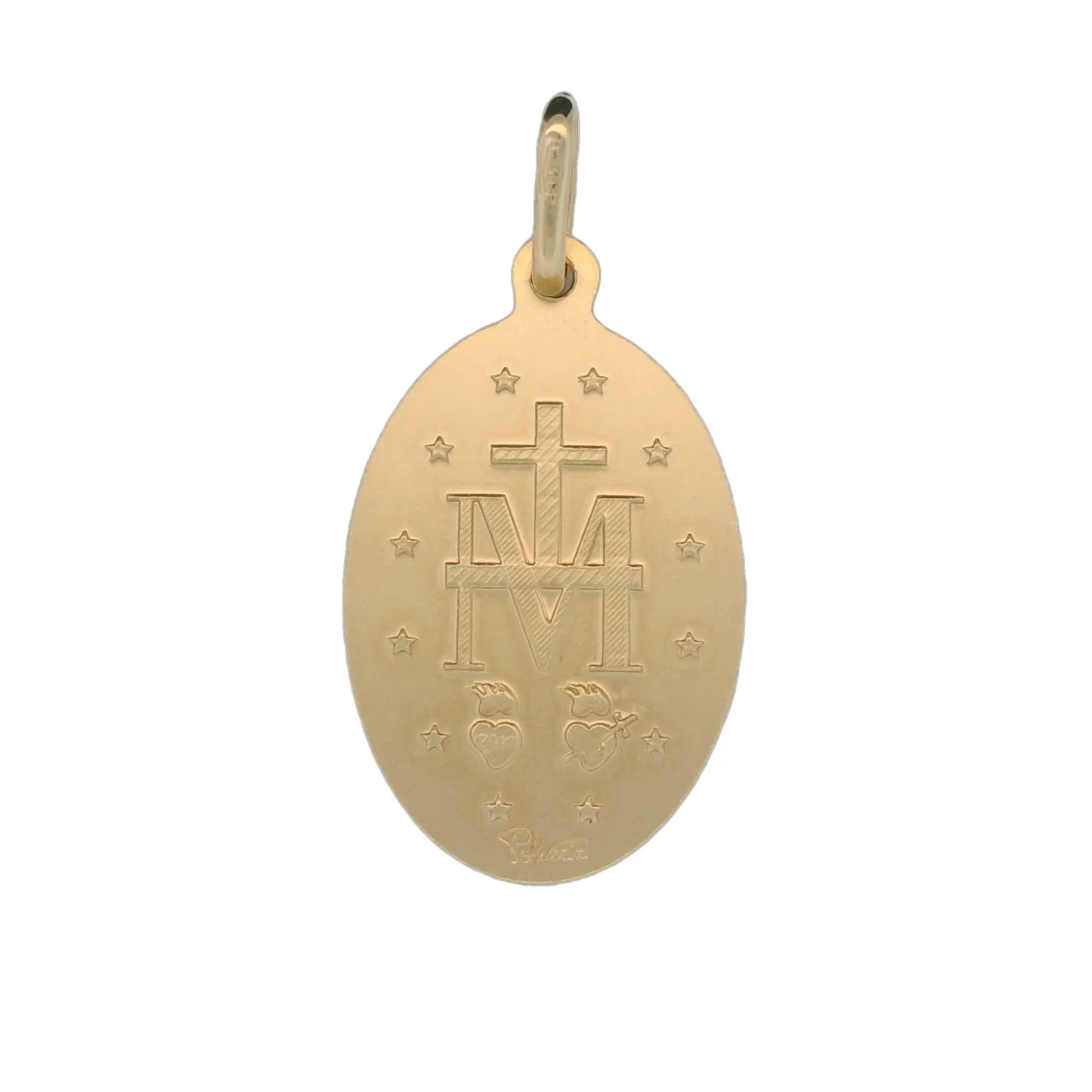 Italian 18K Coined Oval Miraculous Medal - Image 2