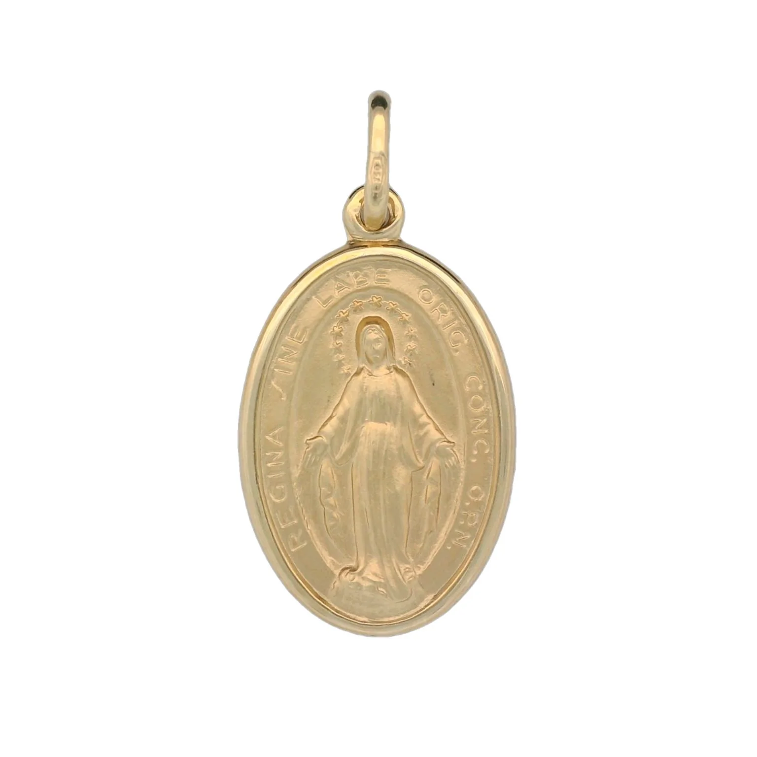 Italian 18K Coined St. Regina Oval Miraculous Medal