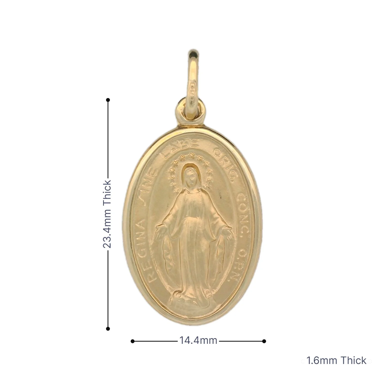 Italian 18K Coined St. Regina Oval Miraculous Medal - Image 3