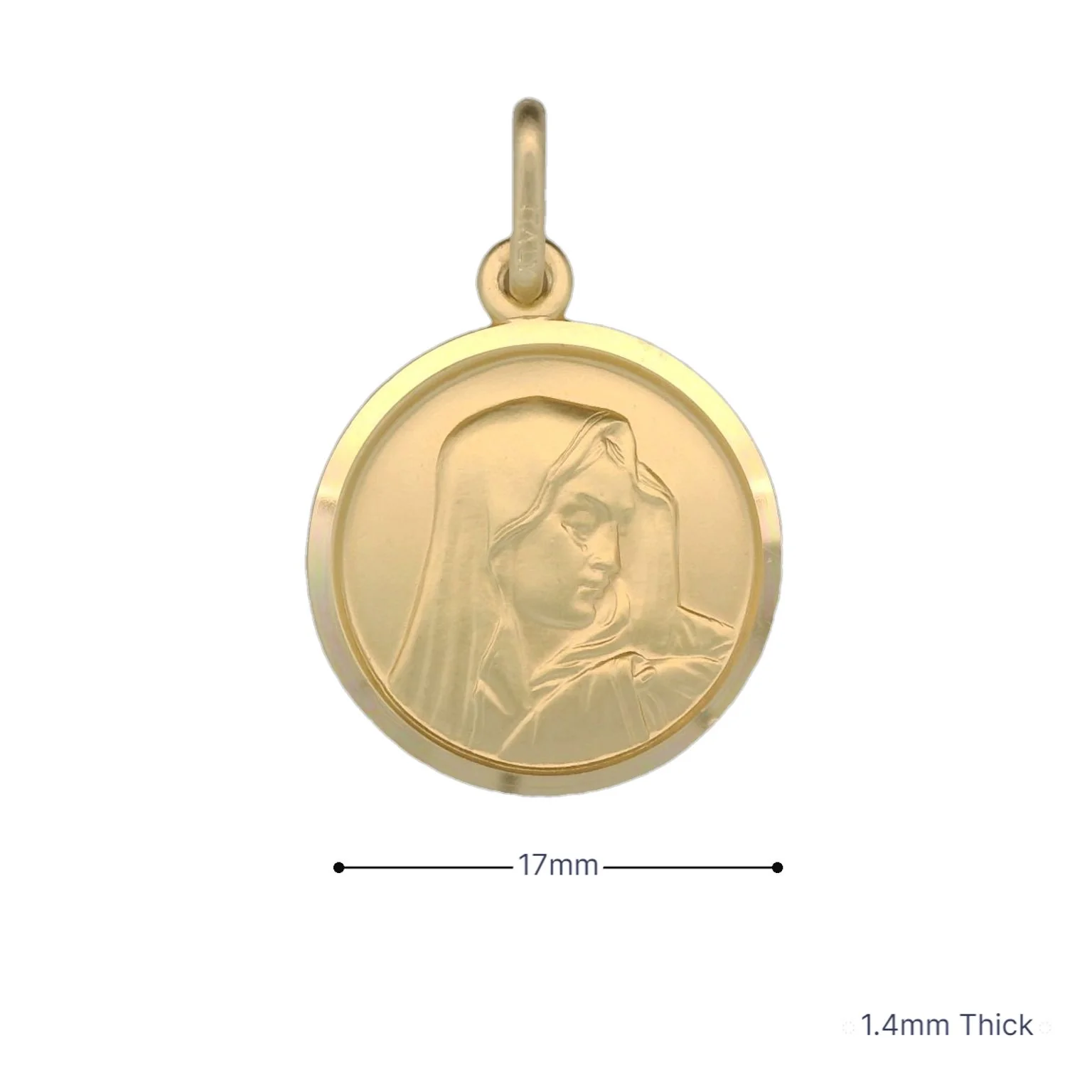 Italian 18K Coined Virgin Mary Medal - 17MM - Image 3