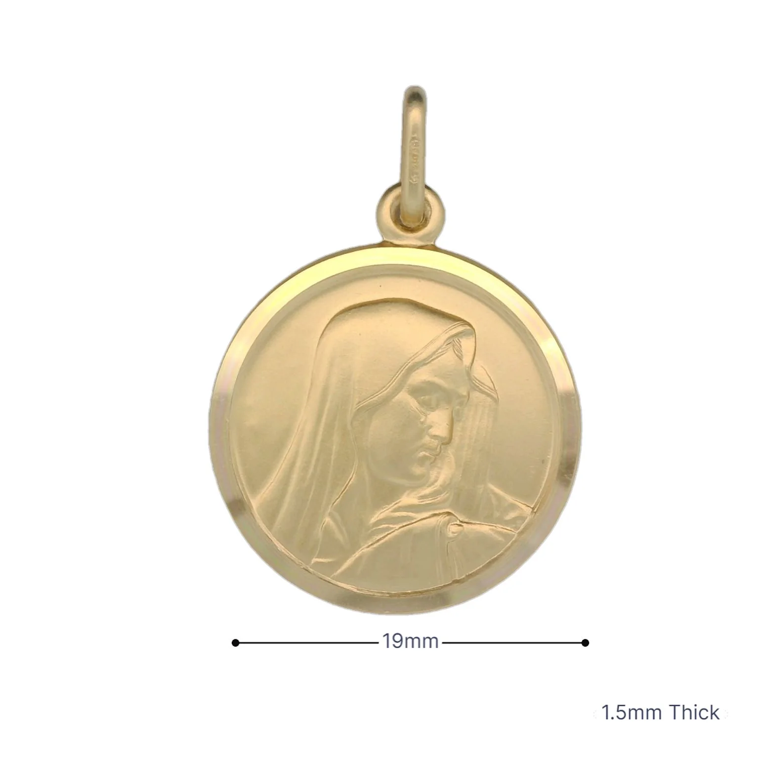 Italian 18K Coined Virgin Mary Medal - 19MM - Image 3