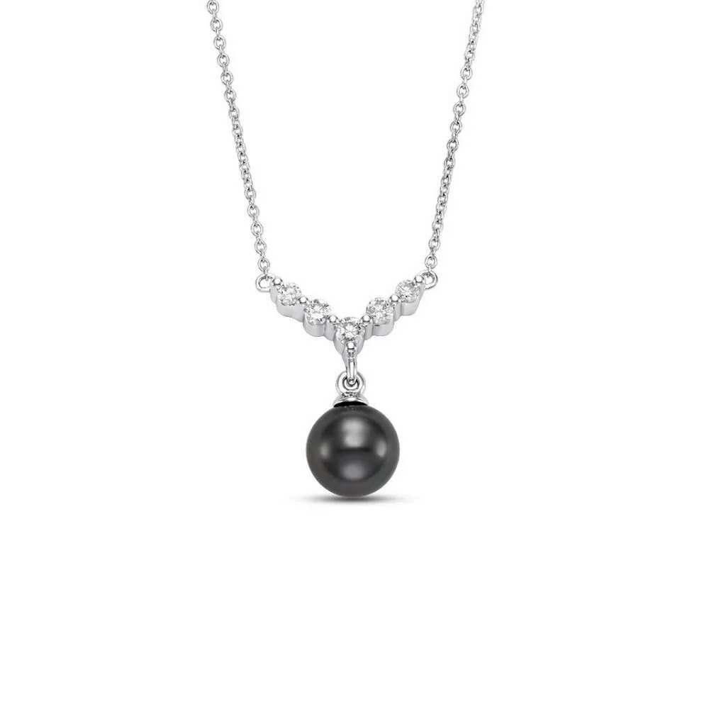 Mastoloni 14K Black Tahitian Pearl and Diamond Pendant