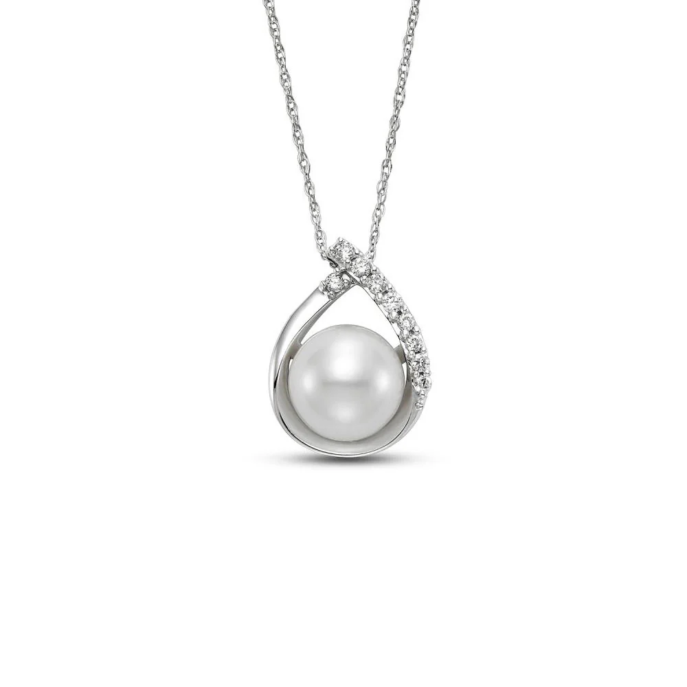 Mastoloni 14K White Freshwater Pearl and Diamond Pendant