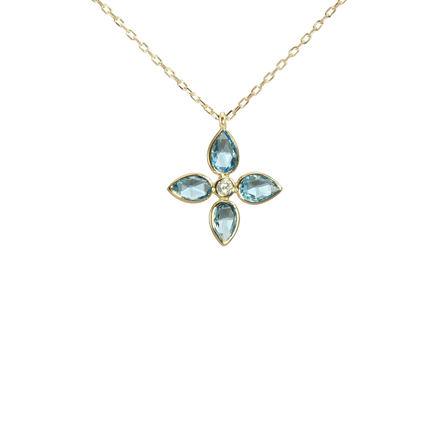 Olivia B 14K Swiss Blue Topaz and Diamond Pendant with Chain