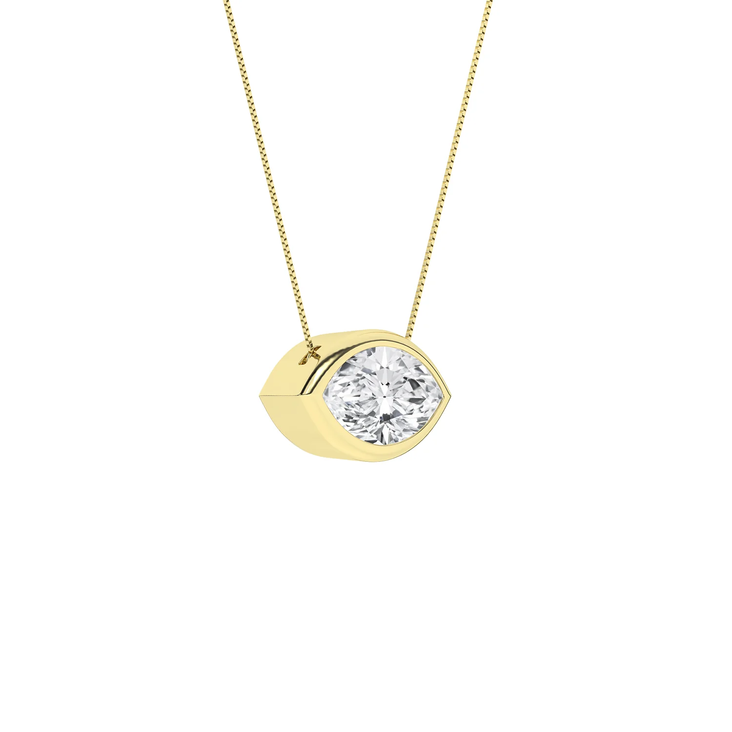 Revelation 14K Lab Grown Diamond Marquise Solitaire Bezel Pendant - Image 3
