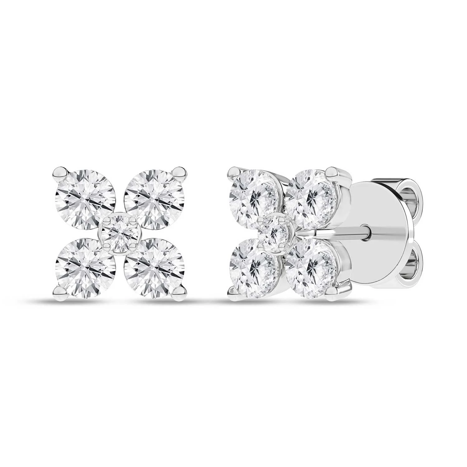 Rêvelation 14K Lab Grown Diamond Petal Stud Earrings - 1.00ctw - Image 3