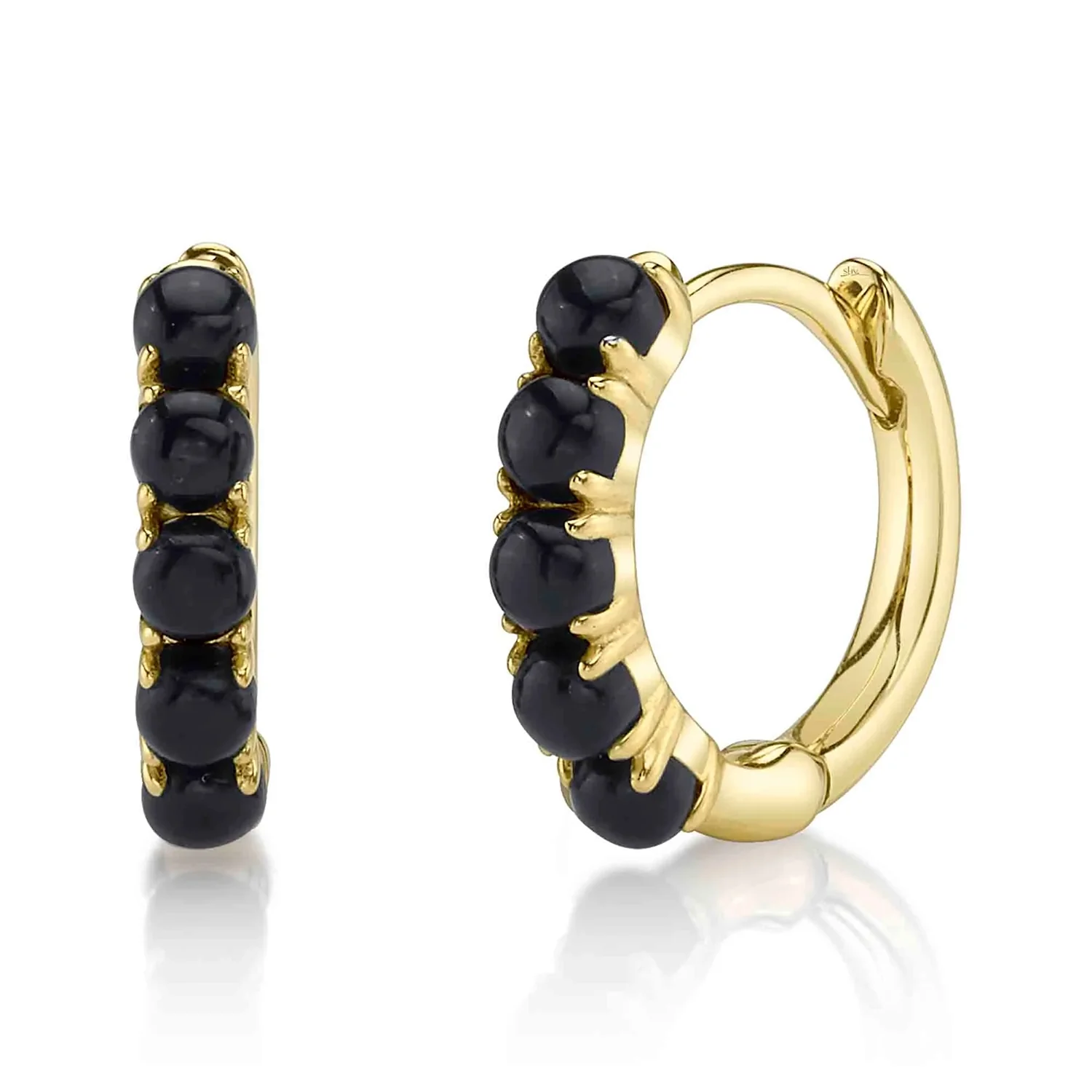 Shy Creation 14K Black Onyx Huggie Earrings