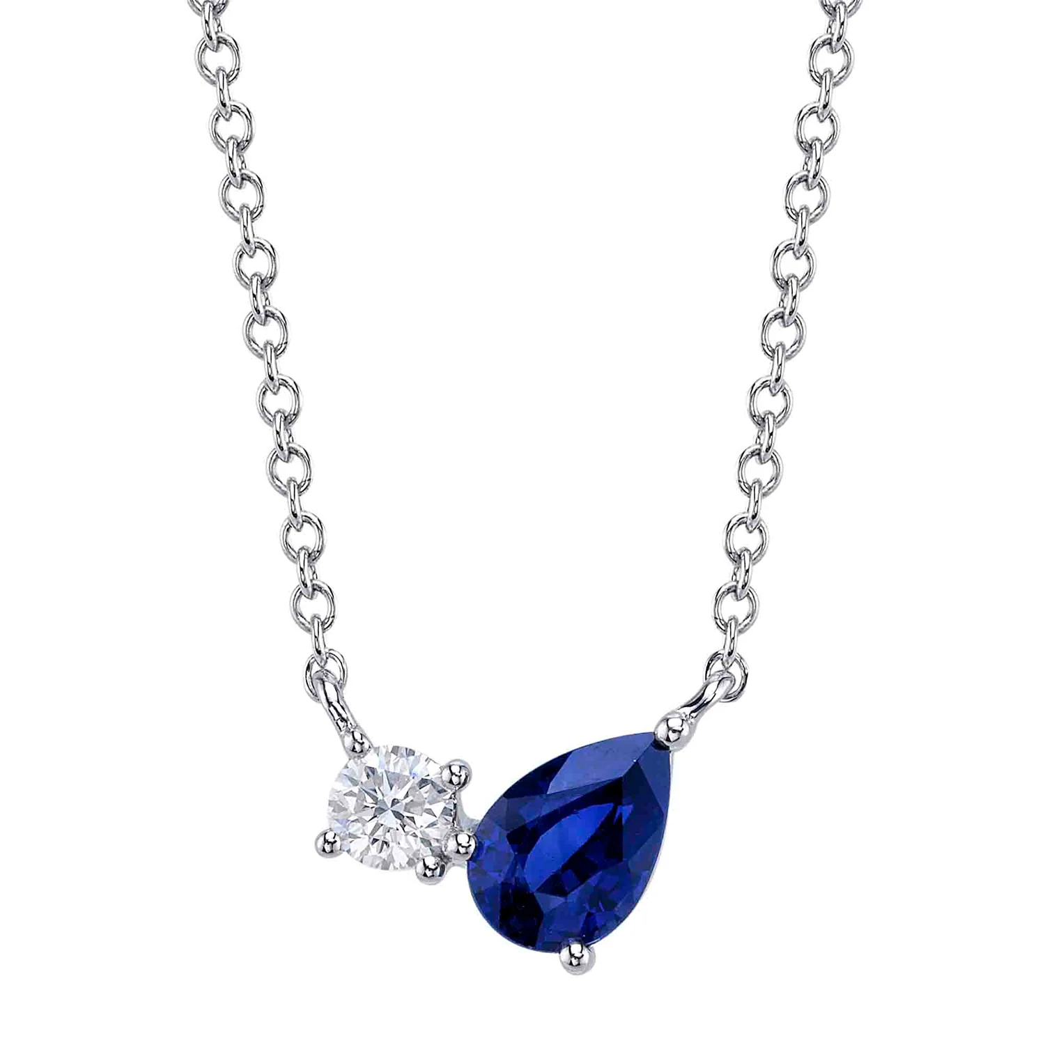 Shy Creation 14K Blue Sapphire and Diamond Duo Necklace