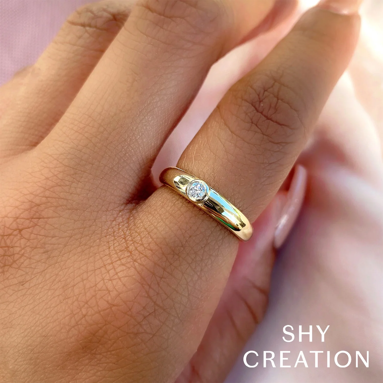 Shy Creation 14K Diamond Bezel Ring - Image 2