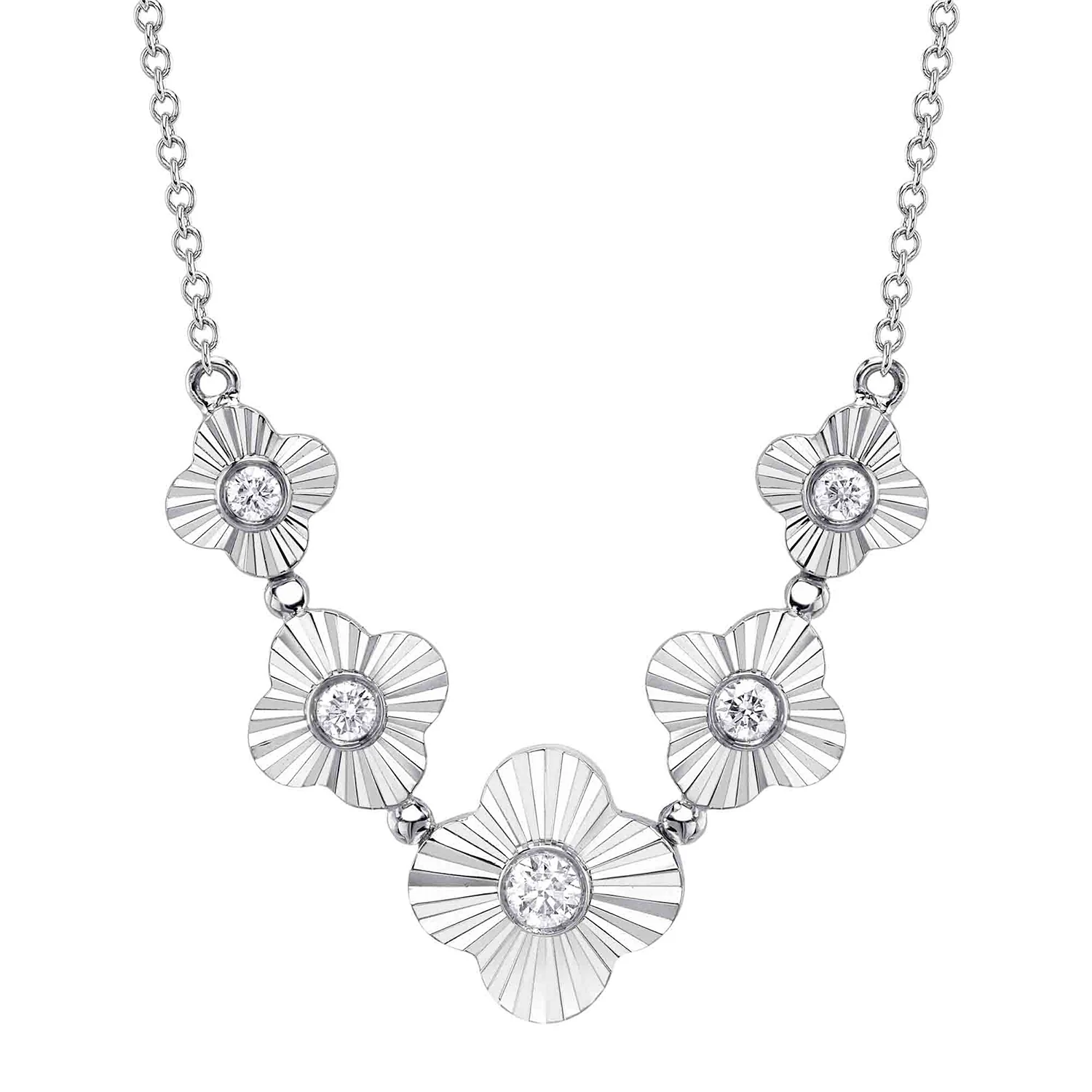 Shy Creation 14K Diamond Bezel Clover Necklace