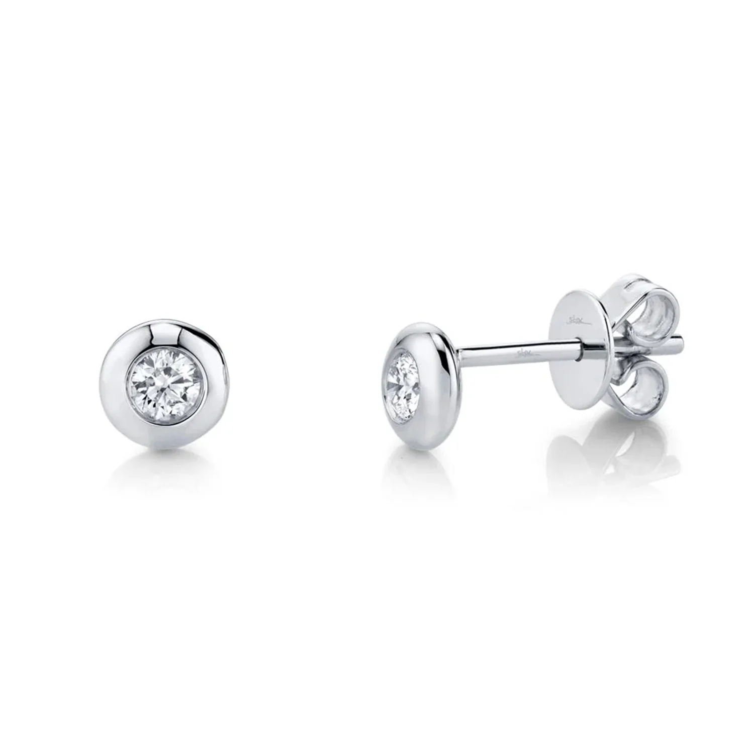 Shy Creation 14K Diamond Bezel Stud Earrings