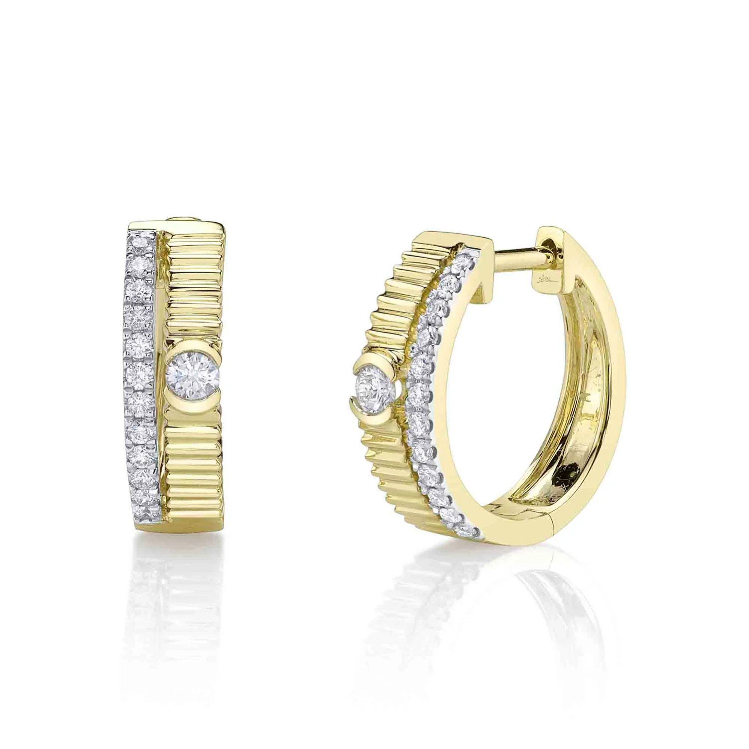 Shy Creation 14K Diamond Fashion Hoop Earrings