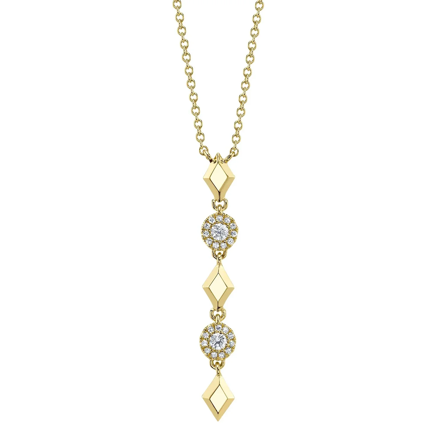 Shy Creation 14K Alternating Diamond Geo Lariat Necklace