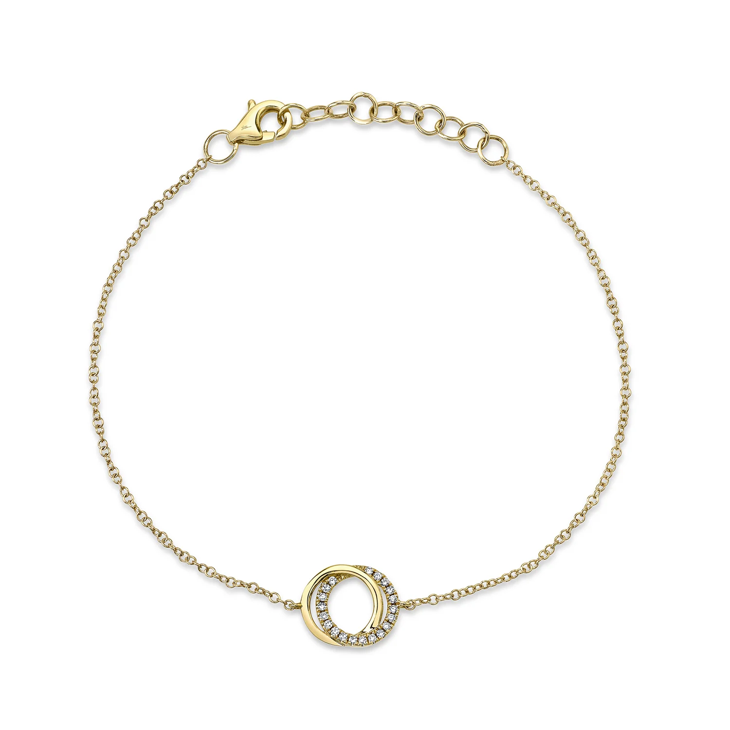 Shy Creation 14K Diamond Love Knot Circle Bracelet