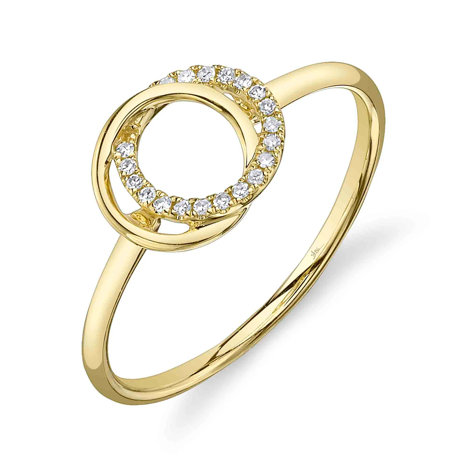 Shy Creation 14K Diamond Love Knot Circle Ring