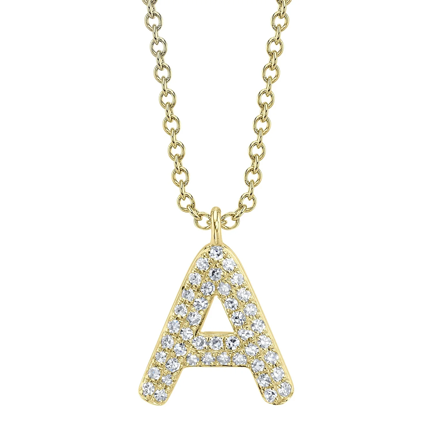 Shy Creation 14K Initial 'A' Diamond Pavé Necklace